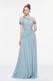  Váy dài xanh dương lệch vai drape mềm mại MOLLYNISTA 