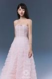  Váy hồng cúp ngực xếp tầng organza phồng nữ tính JOSEPHINE 