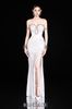 Cho thuê váy trắng dài cúp ngực đính đá xẻ đùi BANDAGE DRESS đi sự kiện quyến rũ
