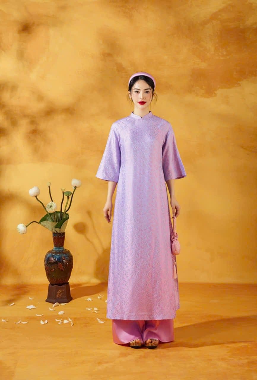  Áo dài Maddy lụa tím quần tím MADDY HATE ROSE 