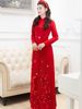 Áo dài đỏ quần đỏ LAM KHUE đi đám cưới quý phái