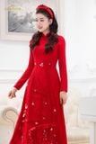  W - Áo dài đỏ quần đỏ LAM KHUE 