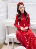  W - Áo dài đỏ quần đỏ LAM KHUE 