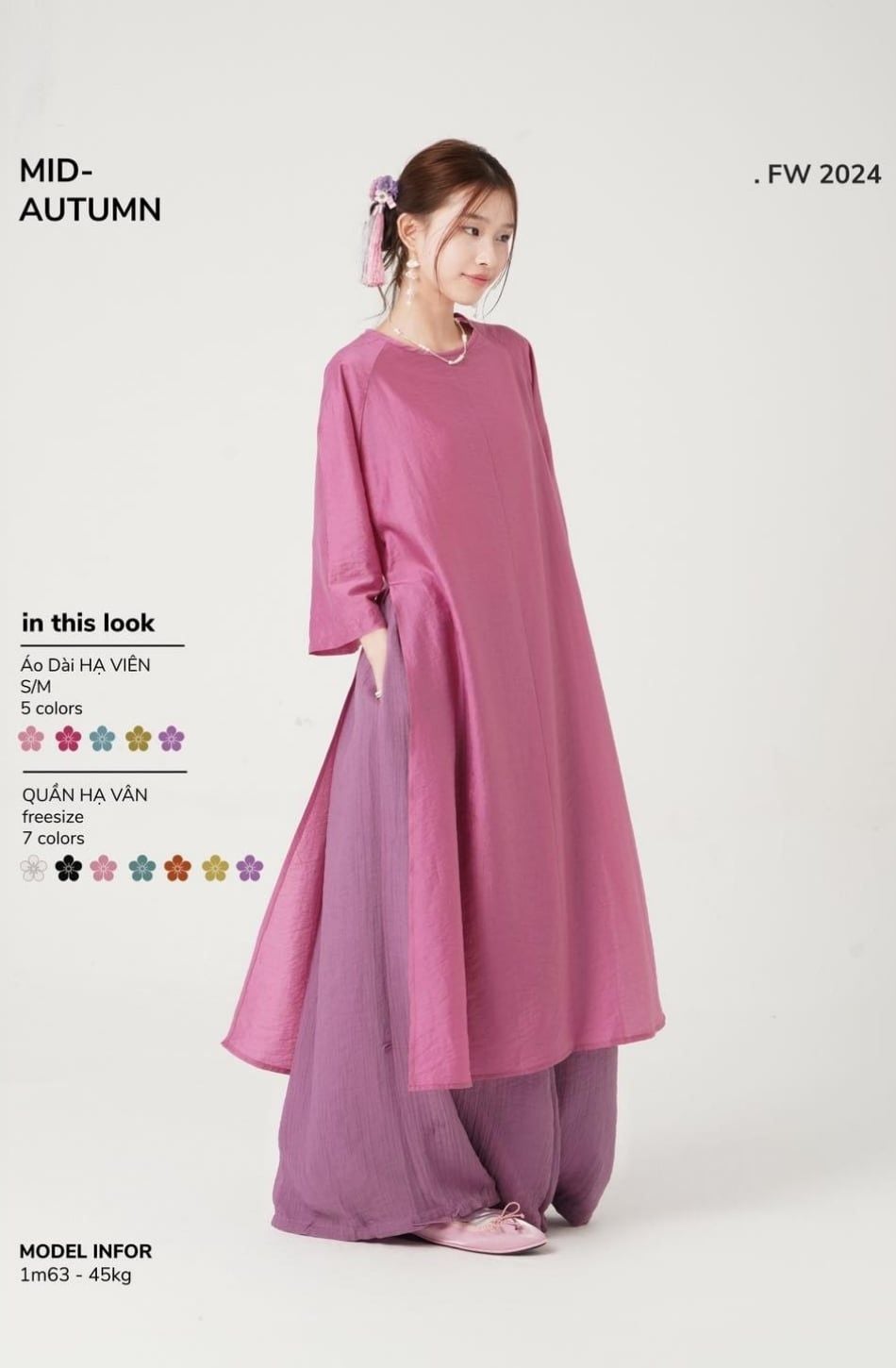  W - Áo dài Hạ Viên quần Hạ Vân MAGENTA VINTAGE 