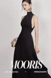  Váy đen dài cổ cao khoét nách MOORIS 