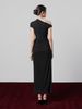 Váy đen ôm body tay ngắn lệch cổ DENIO đi tiệc sang chảnh