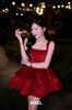 Váy đỏ ngắn2 dây bản to MAEL FEMME đi sự kiện sang chảnh