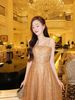Váy nữ hoàng nâu lấp lánh LINH PHUNG đi đám cưới quyến rũ