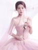 Váy tím dài tà lưới phồng LINH PHUNG đi đám cưới quyến rũ