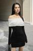Cho thuê váy trắng đen ngắn thun body CHATS đi chơi thanh lịch