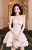  Váy trắng ngắn 2 dây tà phồng GLAMDOLL 