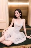  Váy trắng ngắn 2 dây tà phồng GLAMDOLL 