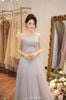 Cho thuê váy xanh dài chéo 1 bên vai JOSEPHINE đi đám cưới nổi bật