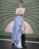  Váy xanh dương chân váy xẻ KEIRA TONG 