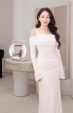  Váy body trắng 2 dây to tay dài CHATS 