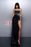  Váy đen dài xẻ đùi cúp ngực BANDAGE DRESS 