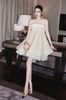 Cho thuê váy kem ngắn cúp ngực đan dây thừng GLAMDOLL đi đám cưới hấp dẫn
