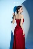  Váy dạ hội đỏ cúp ngực chân váy đính đá BYDI 