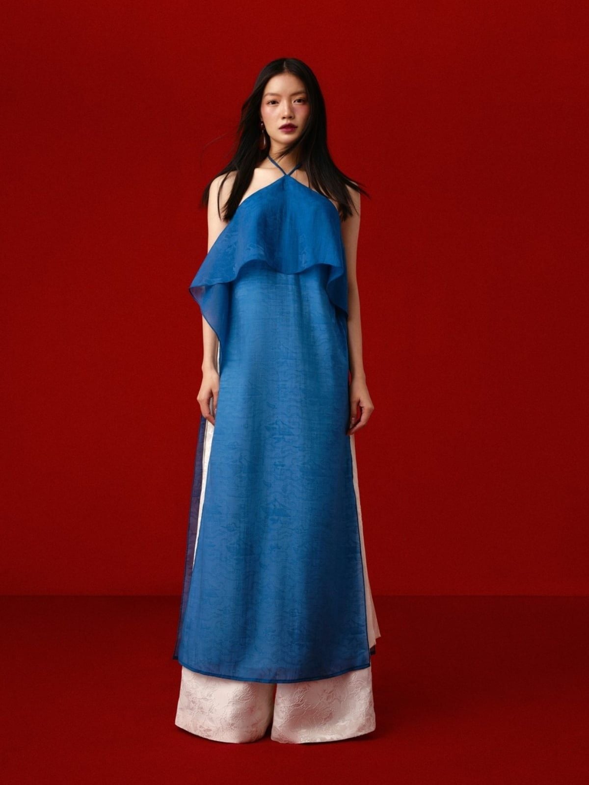  W - Set áo yếm xanh dương và quần kem kem DINGDANG 