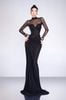 Cho thuê váy đen tay lứoi dài tà lụa dài BANDAGE DRESS đi sự kiện sang trọng