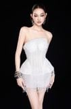  Váy trắng ngắn đính tà tua rua xung quanh BANDAGE DRESS 