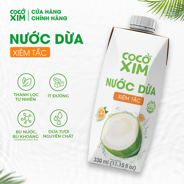  Thùng 12 Hộp Nước dừa đóng hộp Cocoxim Tắc 330ml/Hộp 