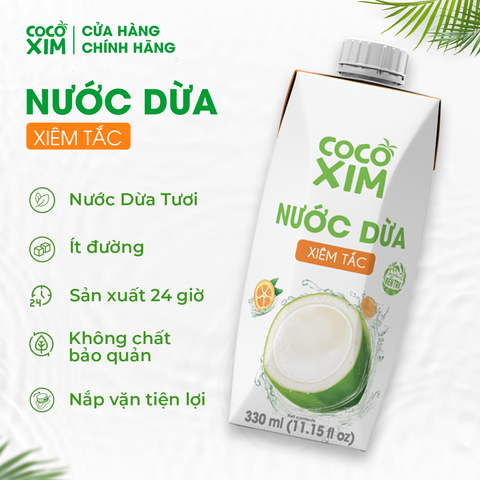  Thùng 12 Hộp Nước dừa đóng hộp Cocoxim Tắc 330ml/Hộp 