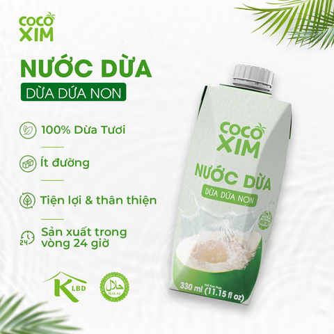  Thùng 24 Hộp Nước dừa đóng hộp Cocoxim dừa dứa non 330ml/Hộp 