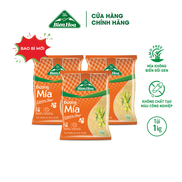  Combo 3 Đường mía khoáng chất Biên Hòa 1kg/túi 