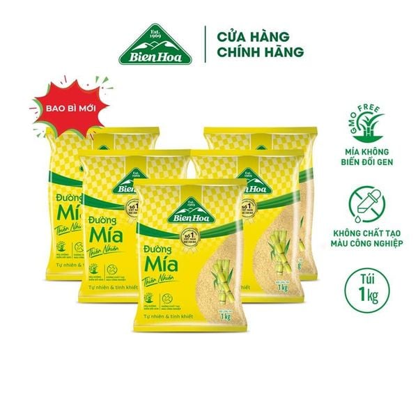  Combo 5 Đường mía thiên nhiên Biên Hòa 1kg/túi 