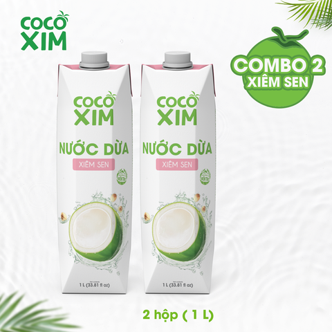  Combo 2 Hộp Nước dừa đóng hộp Cocoxim Sen 1000ml/Hộp 