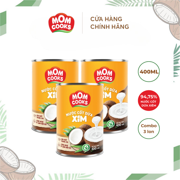  Combo 3 lon Nước Cốt Dừa Mom Cooks 400ml/lon 
