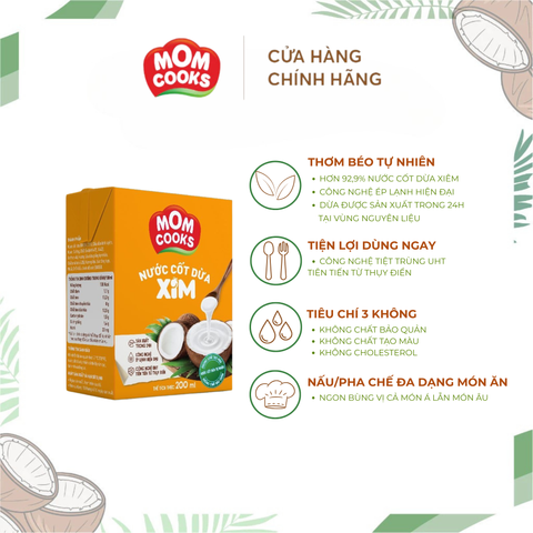  Combo 6 Hộp Nước Cốt Dừa Mom Cooks 200ml/Hộp 