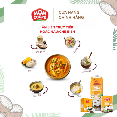  Combo 6 Hộp Nước Cốt Dừa Mom Cooks 200ml/Hộp 