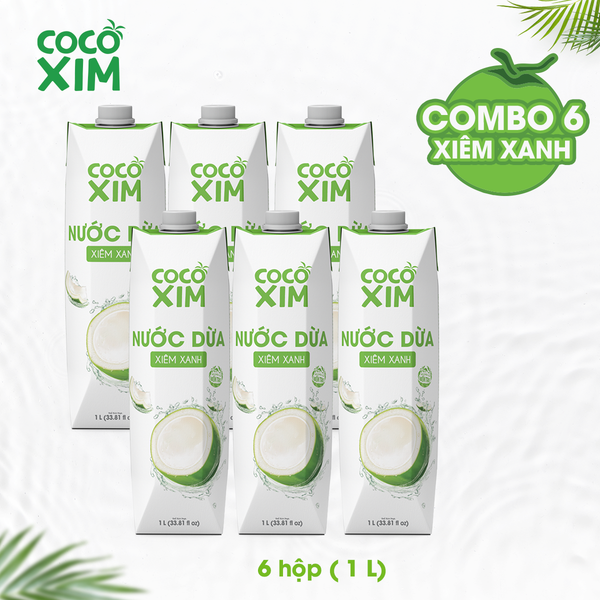  Combo 6 Hộp Nước dừa đóng hộp Cocoxim Xanh 1000ml/Hộp 