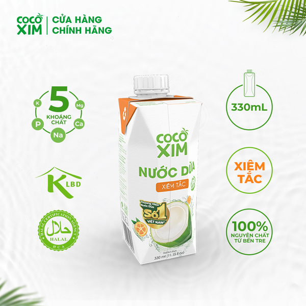  Thùng 12 Hộp Nước dừa đóng hộp Cocoxim Tắc 330ml/Hộp 