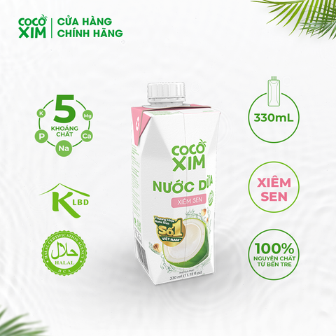  Thùng 12 Hộp Nước dừa đóng hộp Cocoxim Sen 330ml/Hộp 