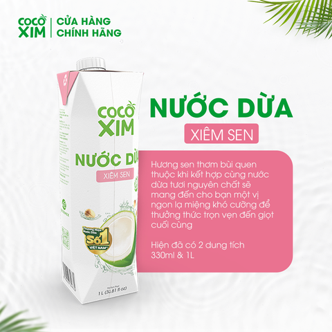  Combo 2 Hộp Nước dừa đóng hộp Cocoxim Sen 1000ml/Hộp 