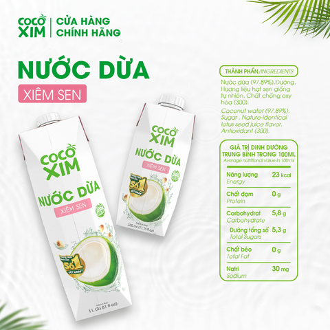  Thùng 12 Hộp Nước dừa đóng hộp Cocoxim Sen 330ml/Hộp 