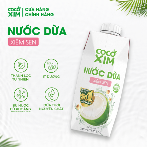  Thùng 12 Hộp Nước dừa đóng hộp Cocoxim Sen 330ml/Hộp 