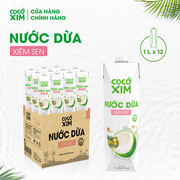  Thùng 12 Hộp Nước dừa đóng hộp Cocoxim Sen 1000ml/Hộp 