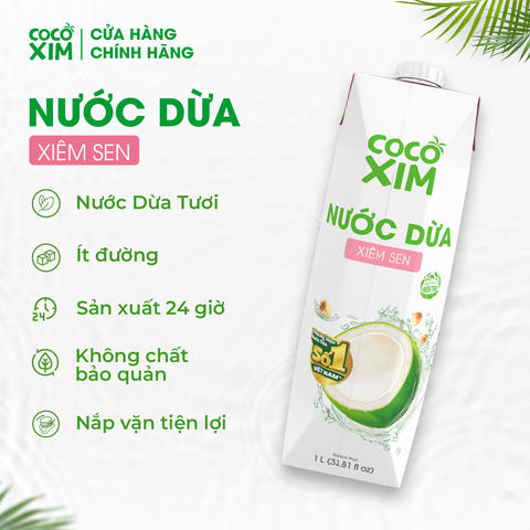  Combo 2 Hộp Nước dừa đóng hộp Cocoxim Sen 1000ml/Hộp 
