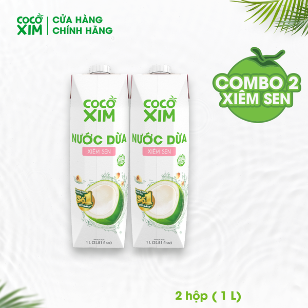  Combo 2 Hộp Nước dừa đóng hộp Cocoxim Sen 1000ml/Hộp 