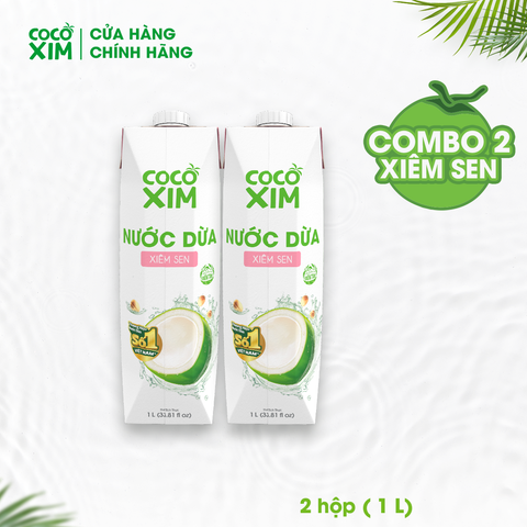  Combo 2 Hộp Nước dừa đóng hộp Cocoxim Sen 1000ml/Hộp 