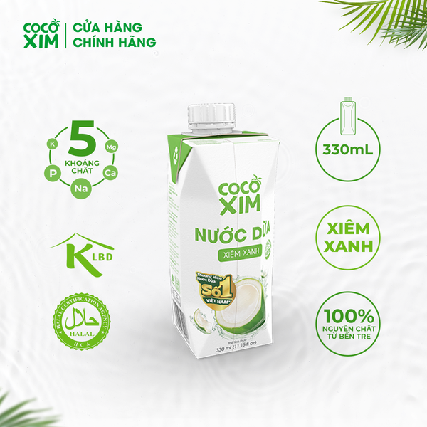  Thùng 12 Hộp Nước dừa đóng hộp Cocoxim Xanh 330ml/Hộp 