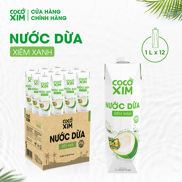  Thùng 12 Hộp Nước dừa đóng hộp Cocoxim Xanh 1000ml/Hộp 