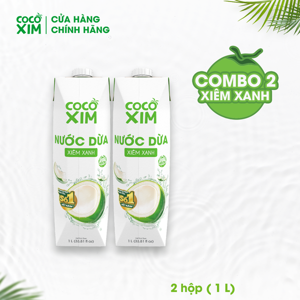  COMBO 2 Hộp Nước dừa Cocoxim đóng hộp Cocoxim Xanh dung tích 1000ml/Hộp 