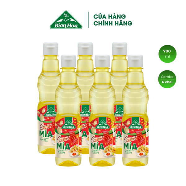  [BAO BÌ TẾT Combo 6 Chai Syrup Mía Biên Hòa 700ml /Chai 