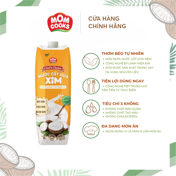 Combo 6 Hộp Nước Cốt Dừa XIM Chef's Choice - Mom Cooks 1000ml/hộp 