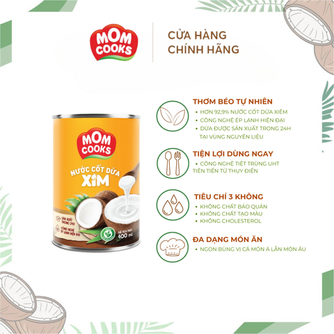  Combo 6 lon Nước Cốt Dừa Mom Cooks 400ml/lon 
